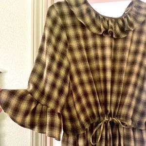 Christy Dawn brown plaid maxi dress